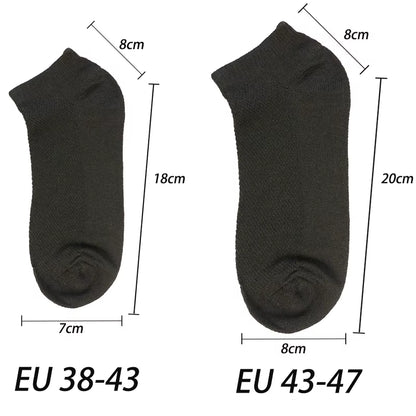 10 Pairs/Lot plus Size Men'S Socks Breathable Short Ankle Elastic Solid Color Mesh High Quality Business Unisex Socks