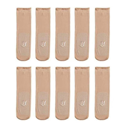 5Pair New Slip-Resistant Massage Bottom Short Stockings Invisible Crystal Silk Socks Non-Marking Silk Sheer Ankle Socks