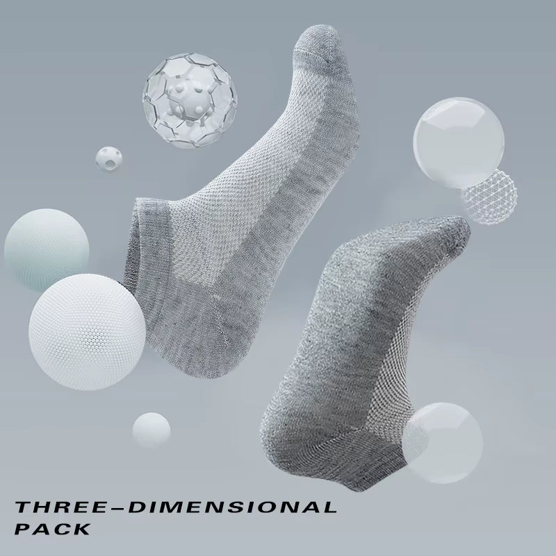 10 Pairs/Lot plus Size Men'S Socks Breathable Short Ankle Elastic Solid Color Mesh High Quality Business Unisex Socks