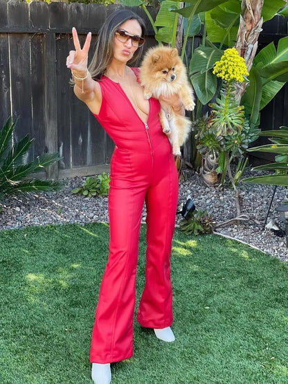 Backless Heart Cutout Bodycon Jumpsuit for Women Casual Sleeveless Slim One-Piece Outfits Retro Denim Jumpsuits New 2025